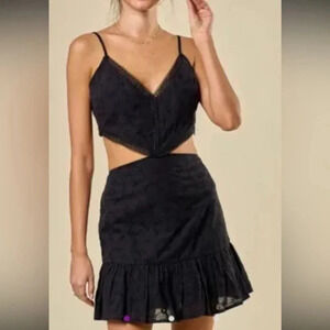 Blue Blush Cut Out Black Lace Dress